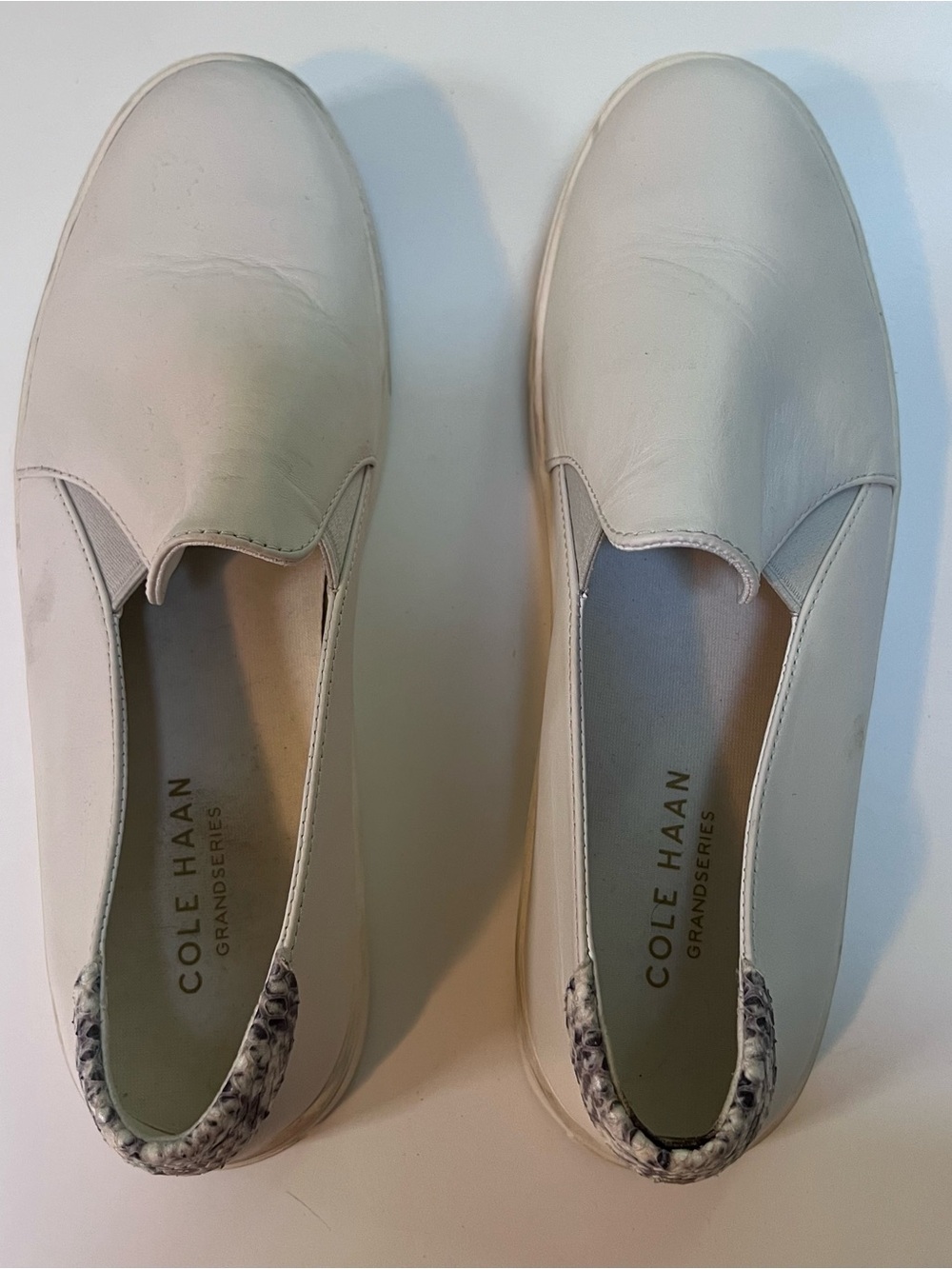Cole Haan Women’s White Leather Loafer Slip On Sneaker 9.5